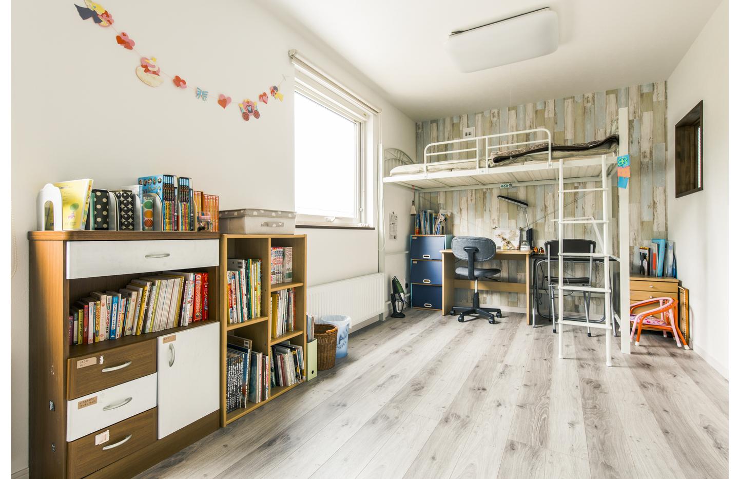 将来は2部屋に分けても使える広々とした子供部屋。